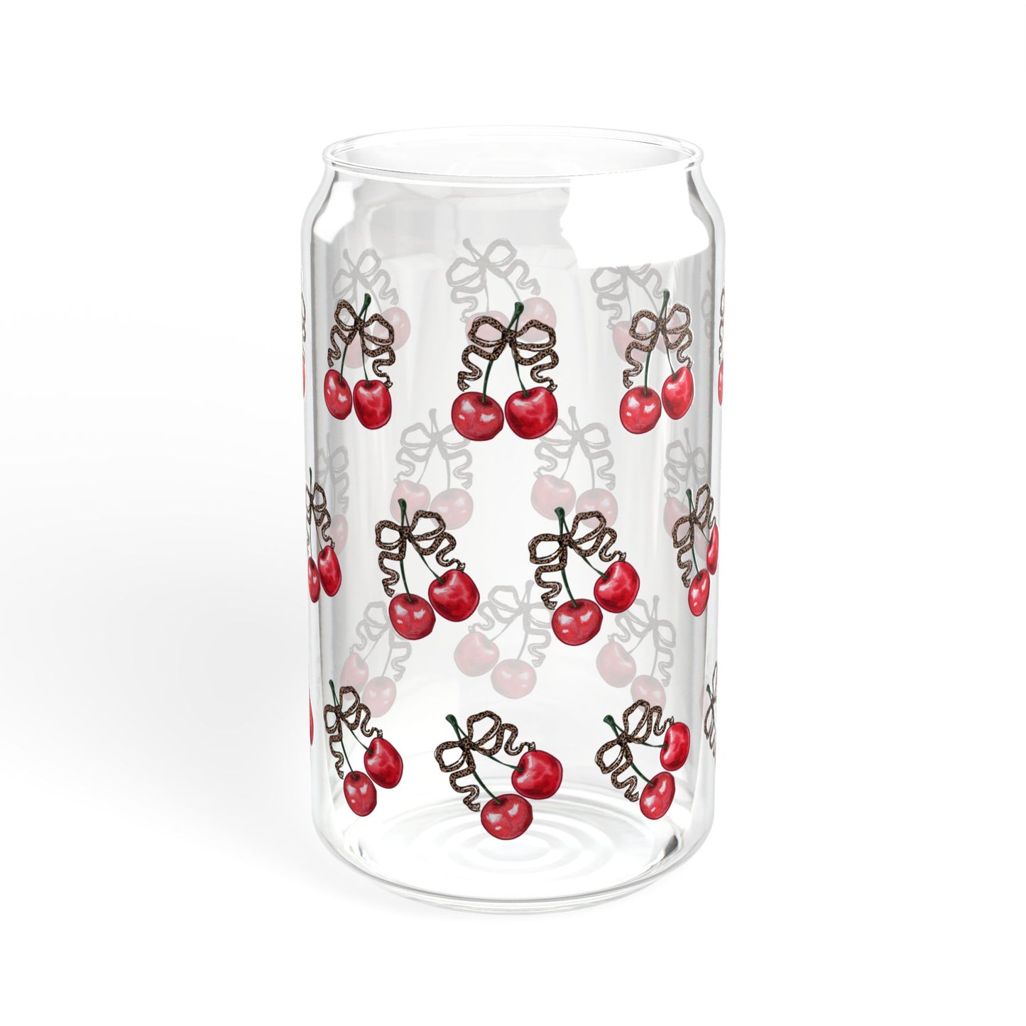Cherry Glass Tumbler with Straw – 16oz