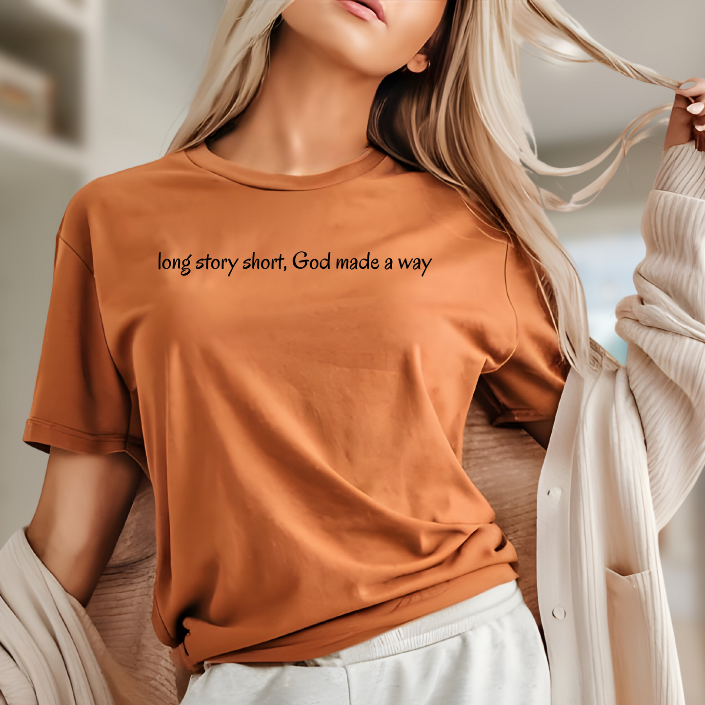 “Long Story Short, God Made a Way” Comfort Colors Tee – Christian Testimony Shirt