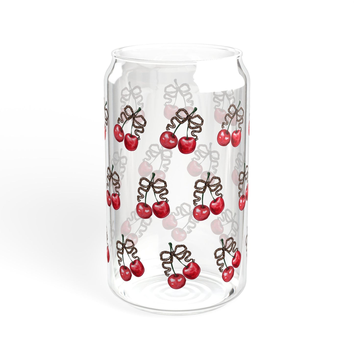 Cherry Glass Tumbler with Straw – 16oz