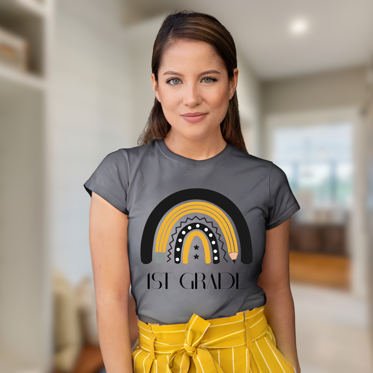 Customizable Teacher Rainbow Tee – Add Your Grade Level