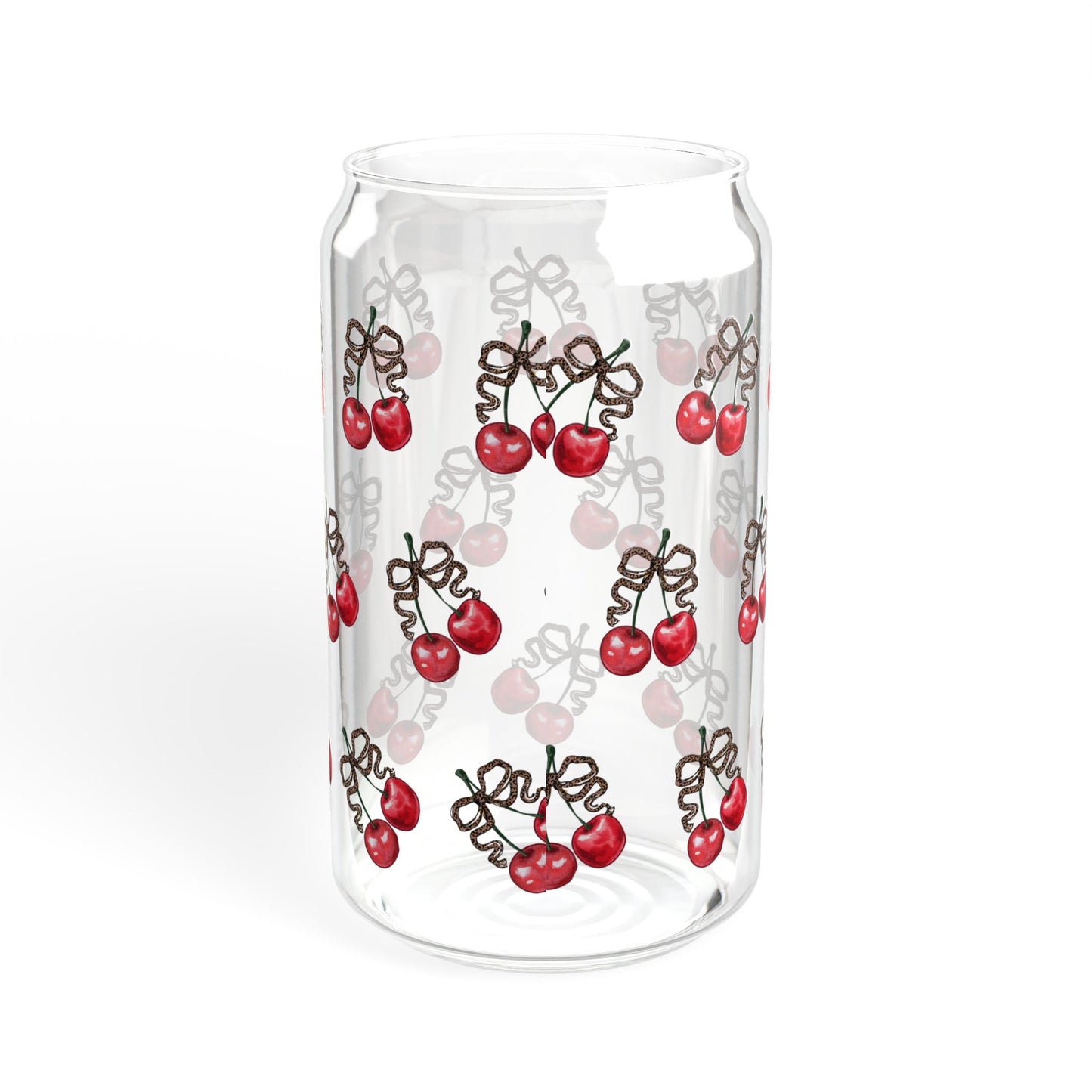 Cherry Glass Tumbler with Straw – 16oz