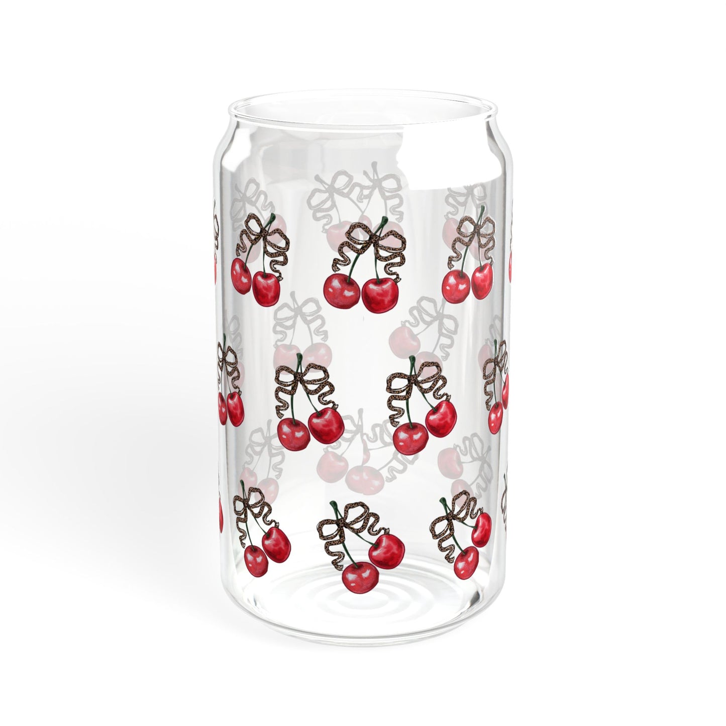 Cherry Glass Tumbler with Straw – 16oz